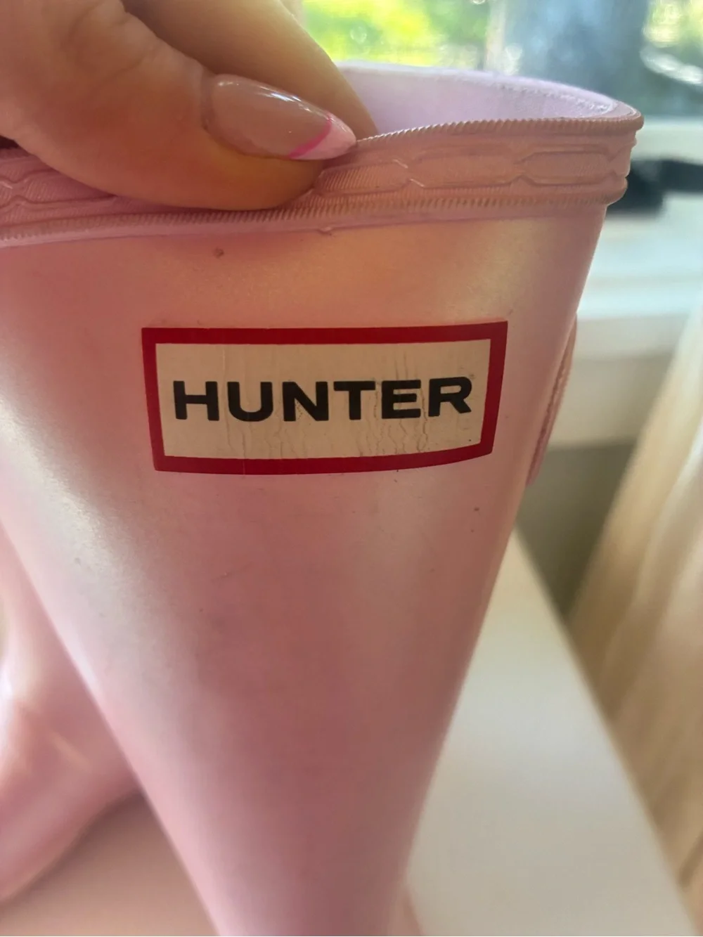 Hunter Light Pink Gloss Waterproof Boots